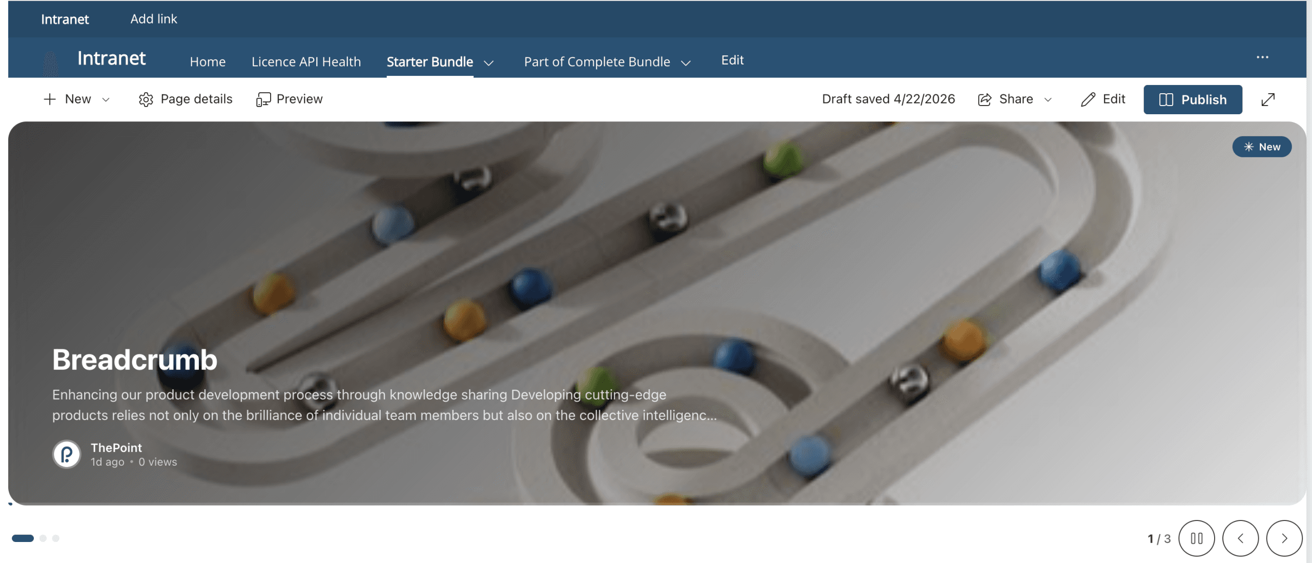 News Carousel Pro full-width hero layout on a SharePoint intranet