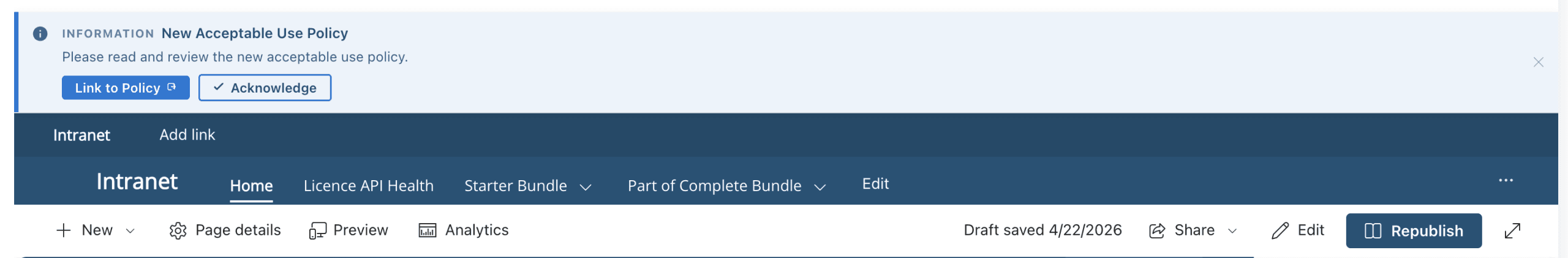 Important Message web part requiring user acknowledgement before continuing