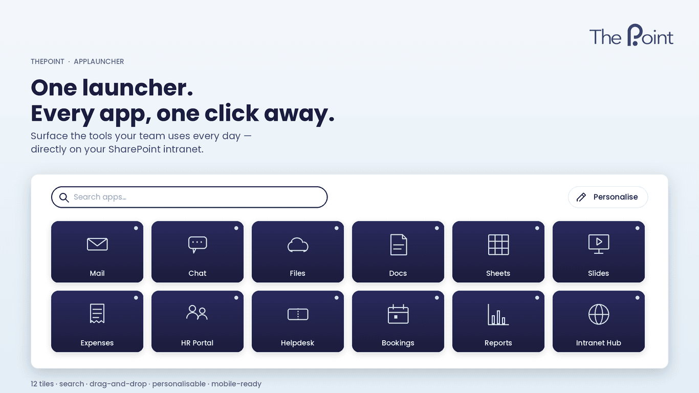 MyApps overview on the intranet homepage